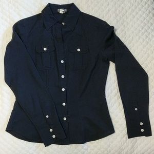 Ann Taylor navy blue dress blouse